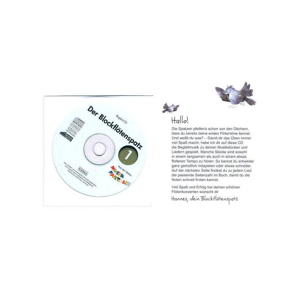 Schuh Verlag Der Blockflötenspatz 1 + CD – Thomann Ireland