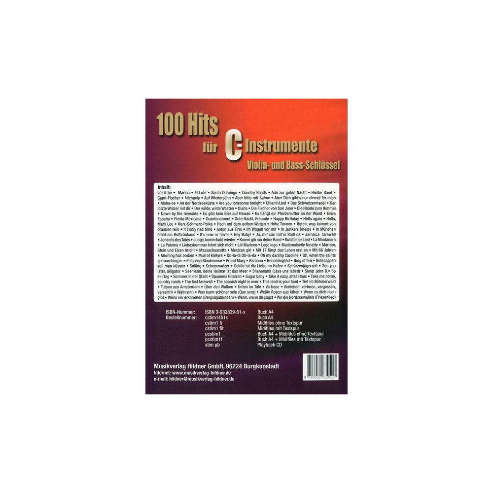 Musikverlag Hildner 100 Hits für C