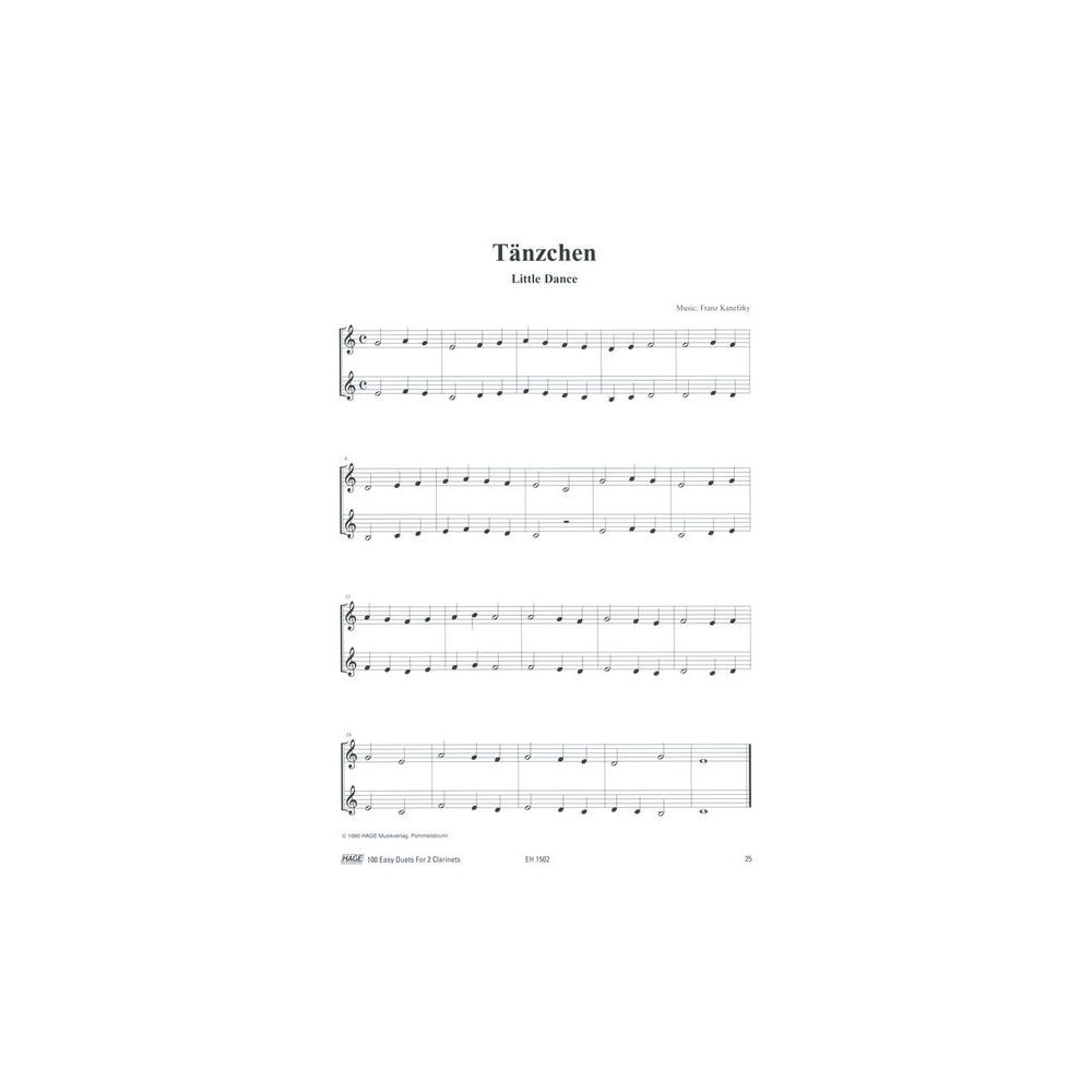 Hage Musikverlag 100 Leichte Duette Klarinette – Thomann Ireland