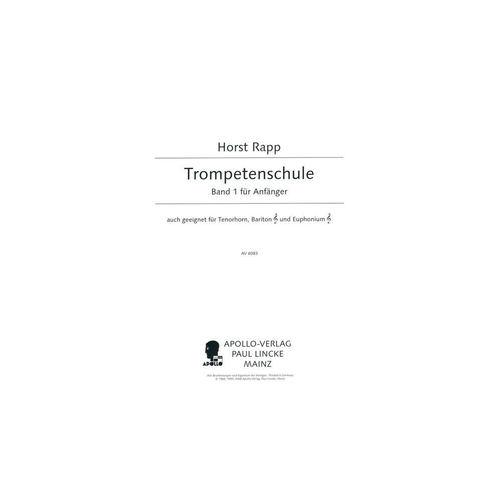 Horst Rapp Verlag Trompetenschule 1 für Anfänger – Thomann Ireland