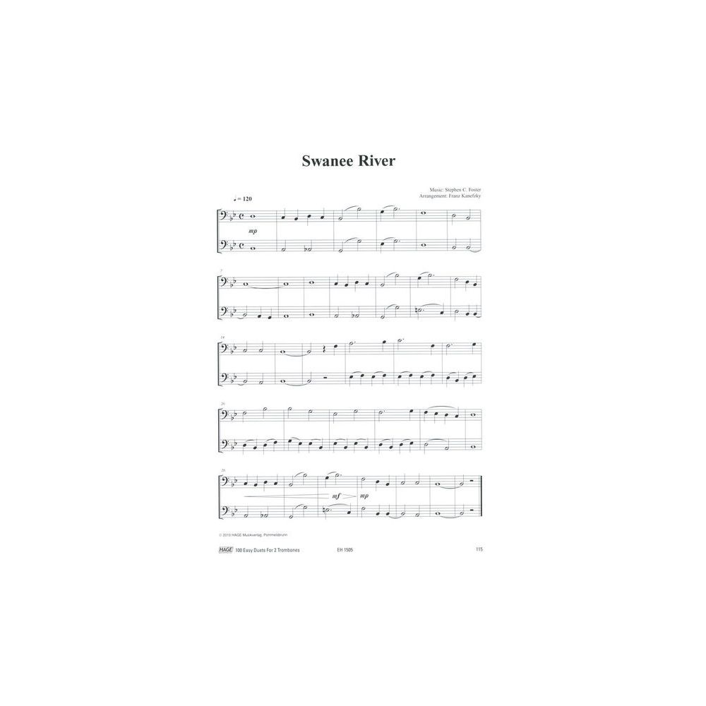 Hage Musikverlag 100 Leichte Duette Posaune – Thomann Ireland