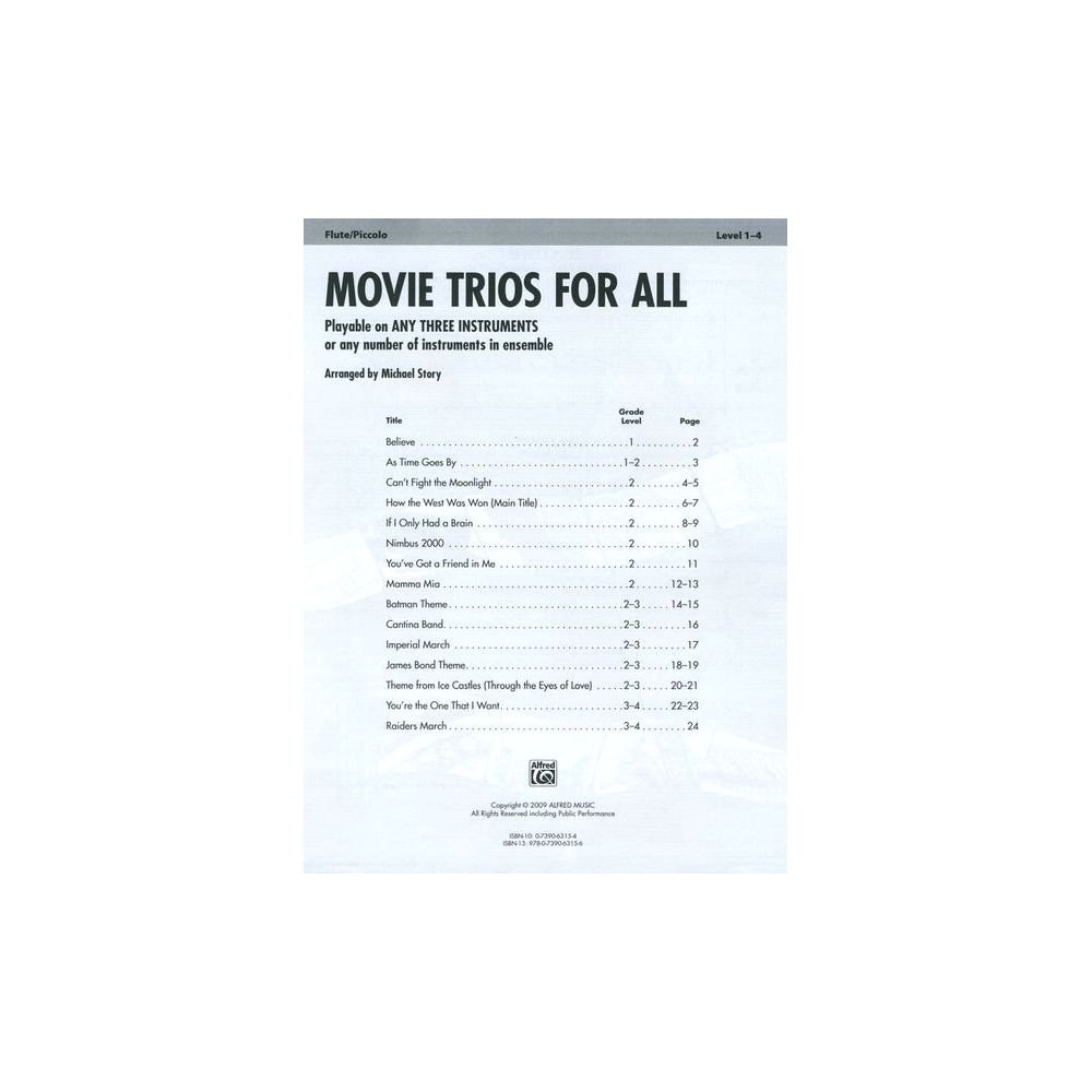 Alfred Music Publishing Movie Trios For All Flute – Thomann Ireland