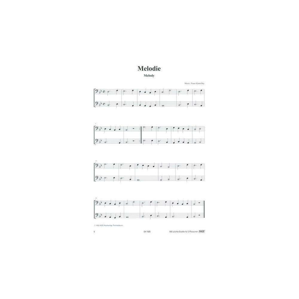 Hage Musikverlag 100 Leichte Duette Posaune – Thomann Ireland