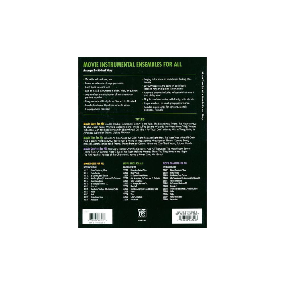 Alfred Music Publishing Movie Trios For All Horn – Thomann Ireland