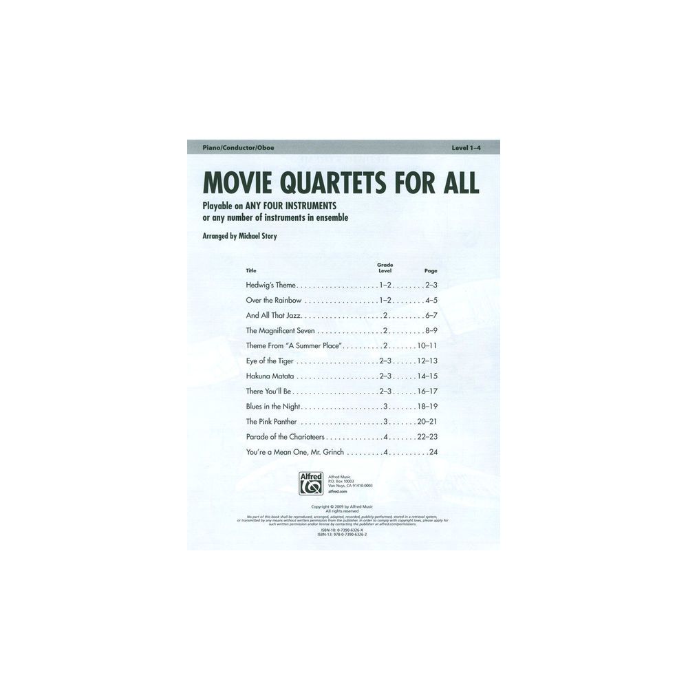 Alfred Music Publishing Movie Quartets for All Piano – Thomann Ireland