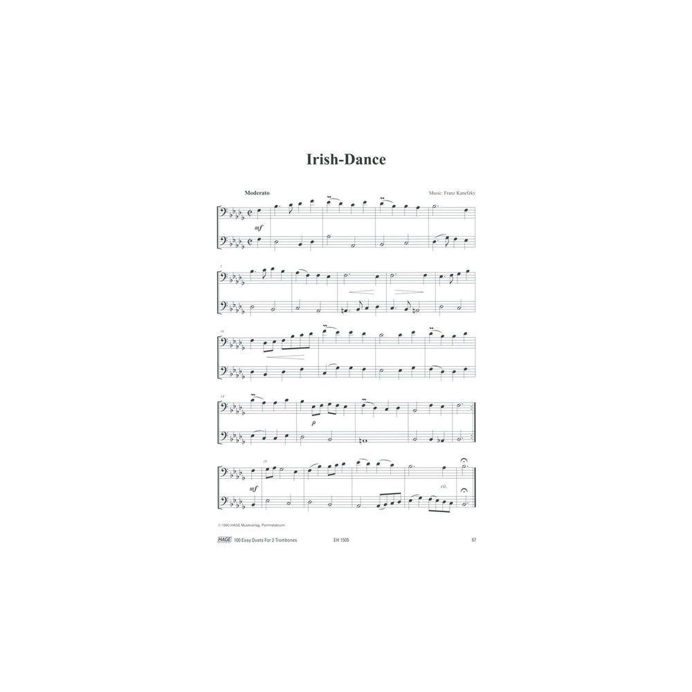 Hage Musikverlag 100 Leichte Duette Posaune – Thomann Ireland