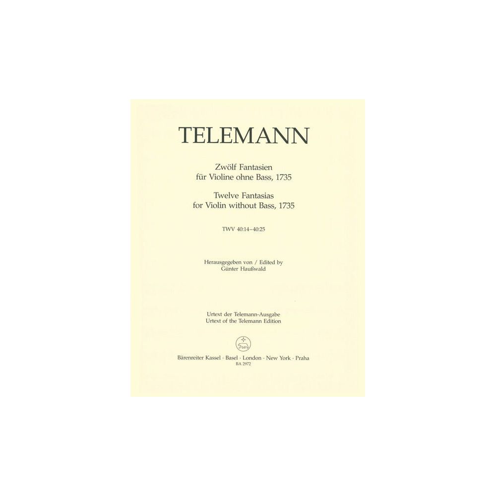 Bärenreiter Telemann 12 Fantasien Violin – Thomann Ireland