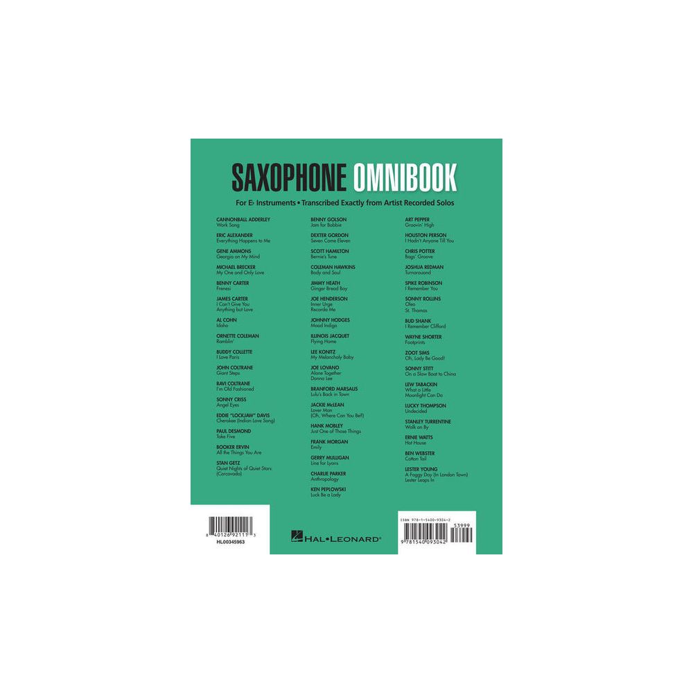 Hal Leonard Saxophone Omnibook Eb – Thomann Ireland