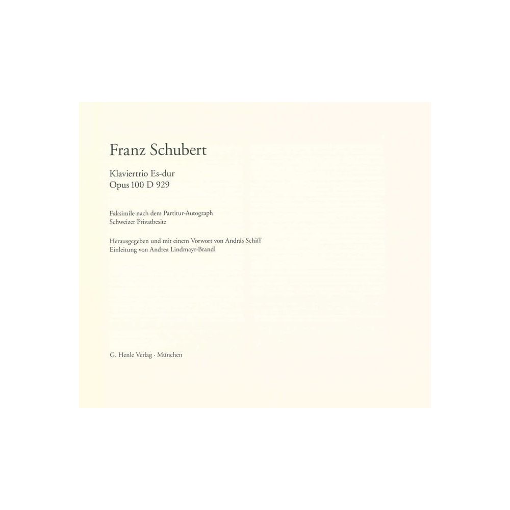 Henle Verlag Schubert Klaviertrio Es
