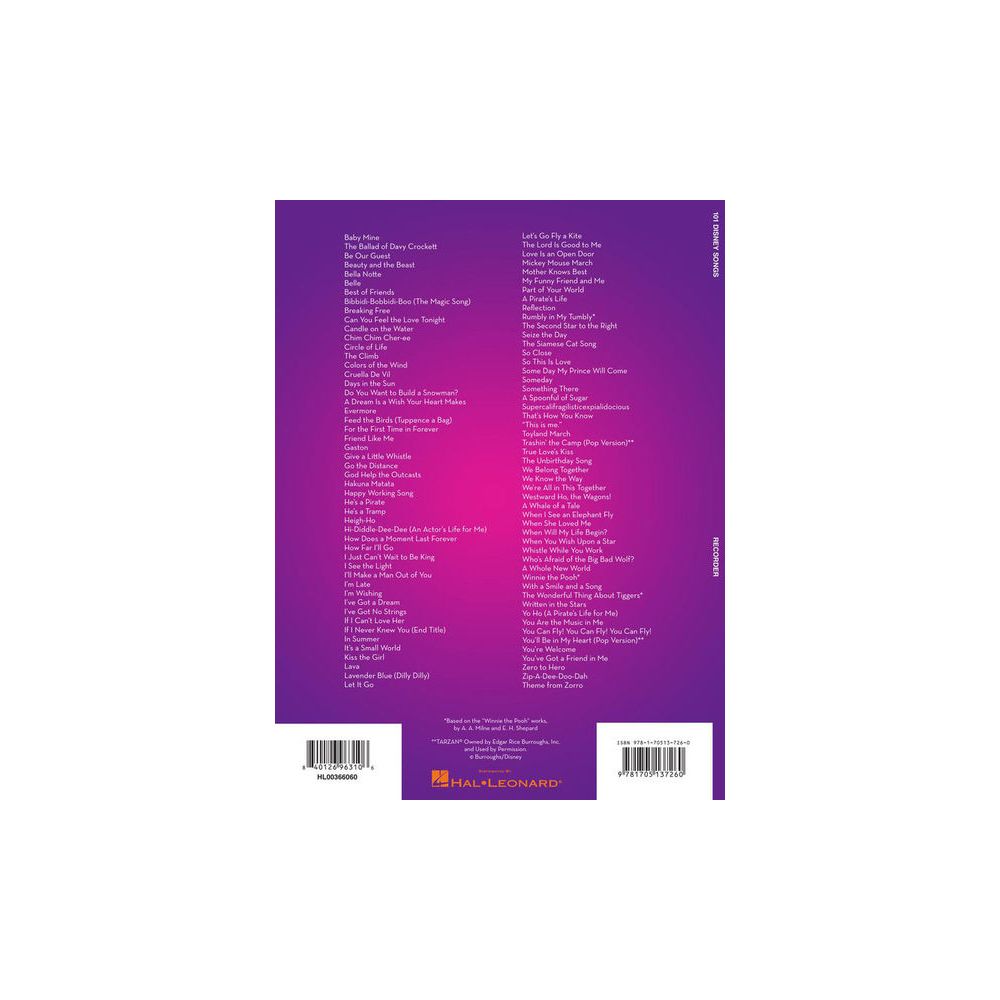 Hal Leonard 101 Disney Songs Recorder – Thomann Ireland