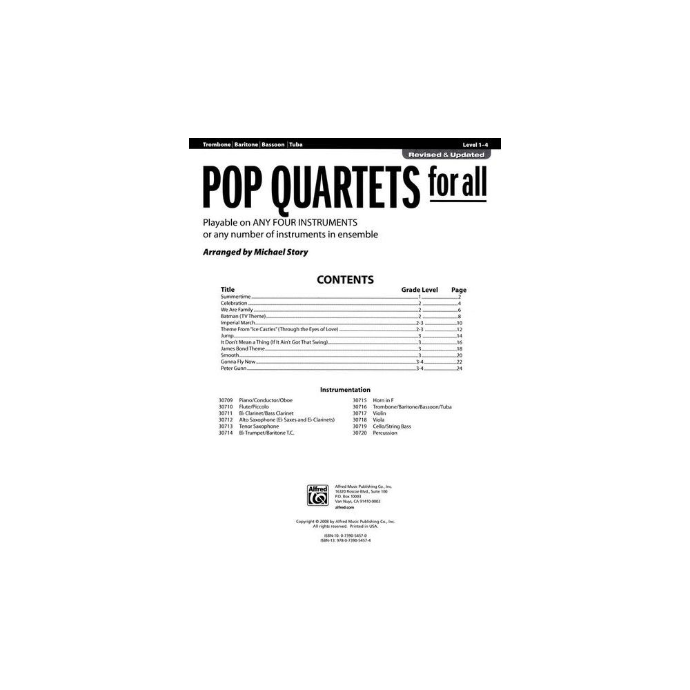 Alfred Music Publishing Pop Quartets For All Trombone – Thomann Ireland