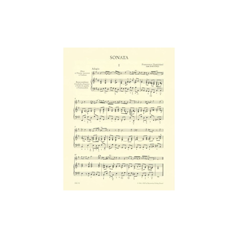 Bärenreiter Geminiani Sonate e