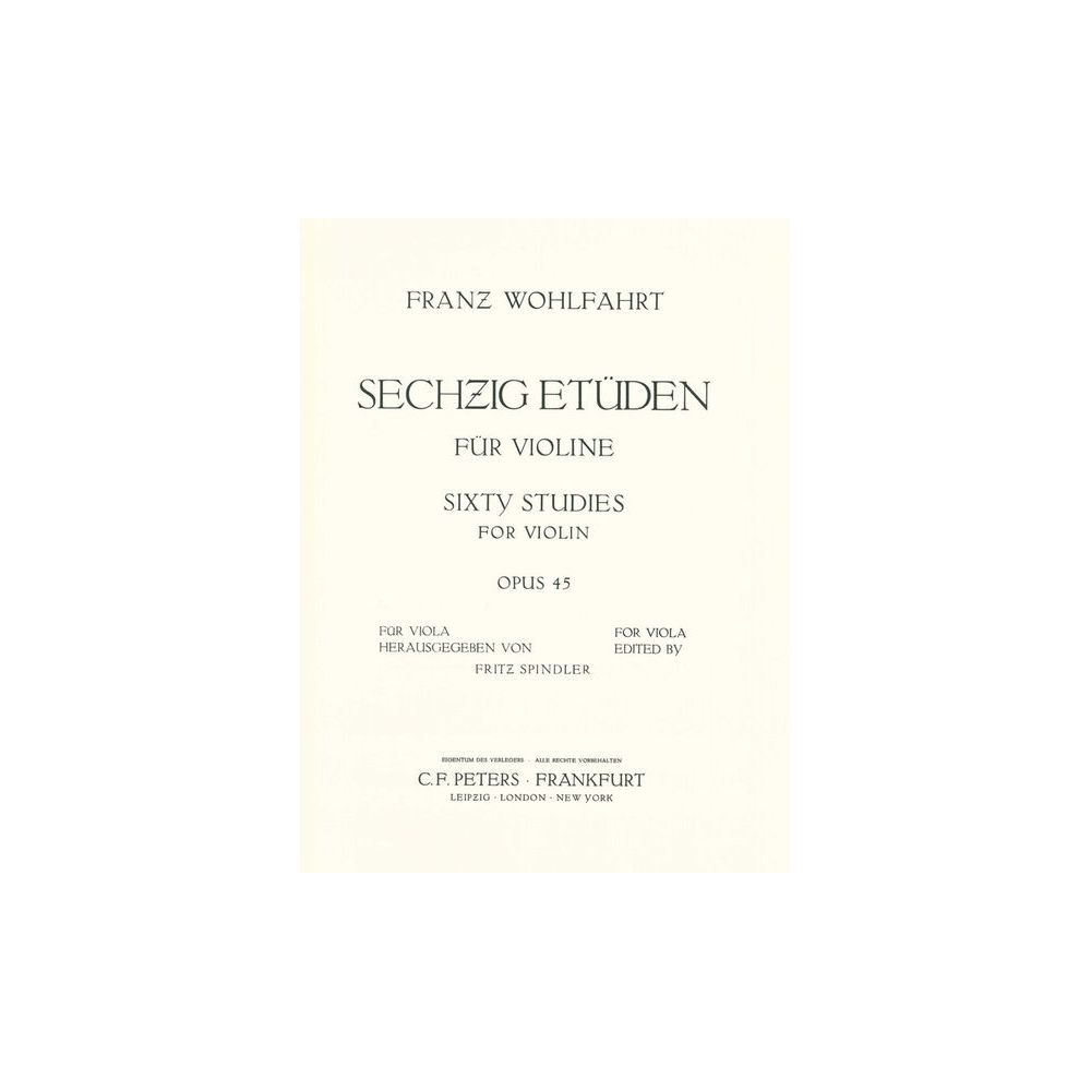 Edition Peters Wohlfahrt 60 Etüden Viola – Thomann Ireland