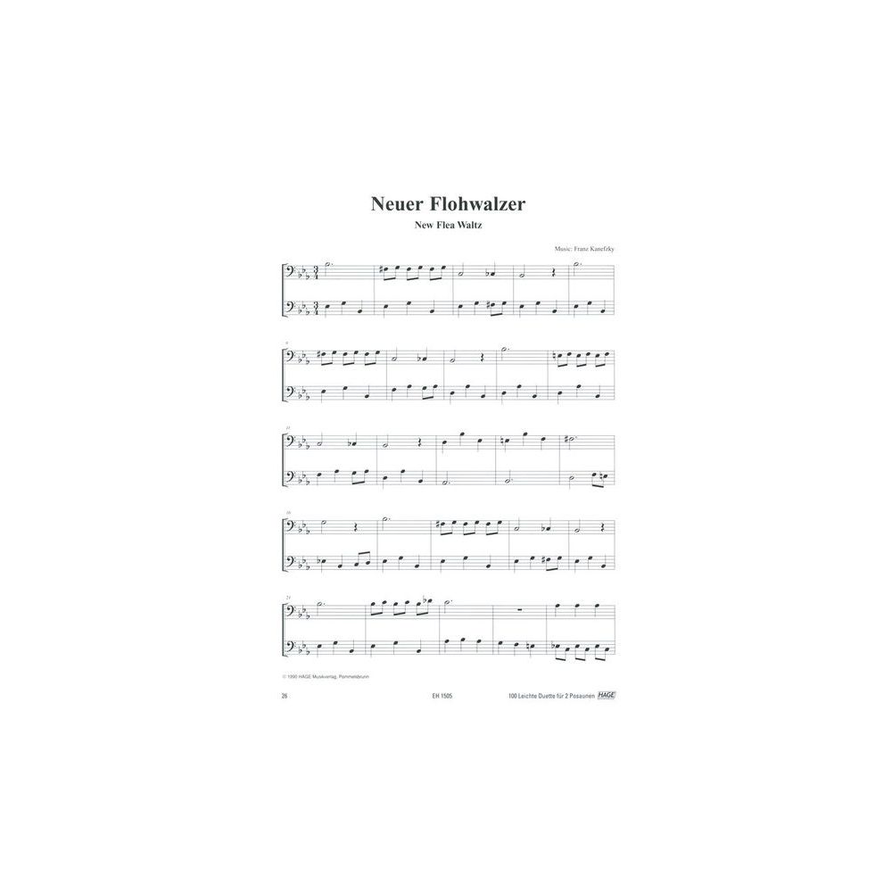 Hage Musikverlag 100 Leichte Duette Posaune – Thomann Ireland