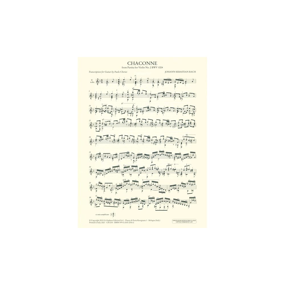 UT Orpheus Edizioni Bach Chaconne – Thomann Ireland