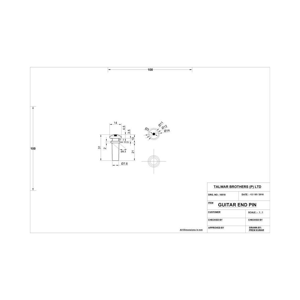 Harley Benton PartsBridgepin Set Bone Ab Eye – Thomann Ireland