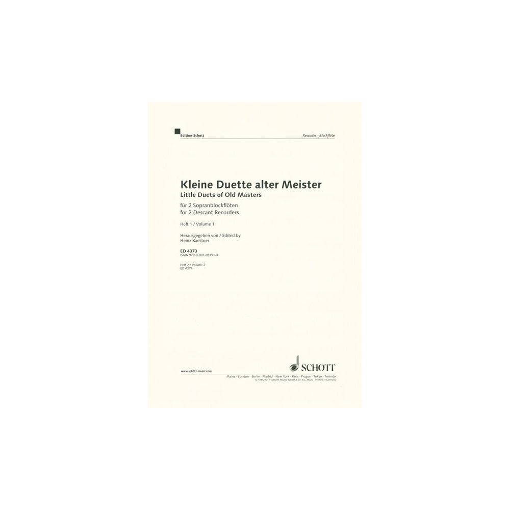 Schott Duette Alter Meister Flöte – Thomann Ireland