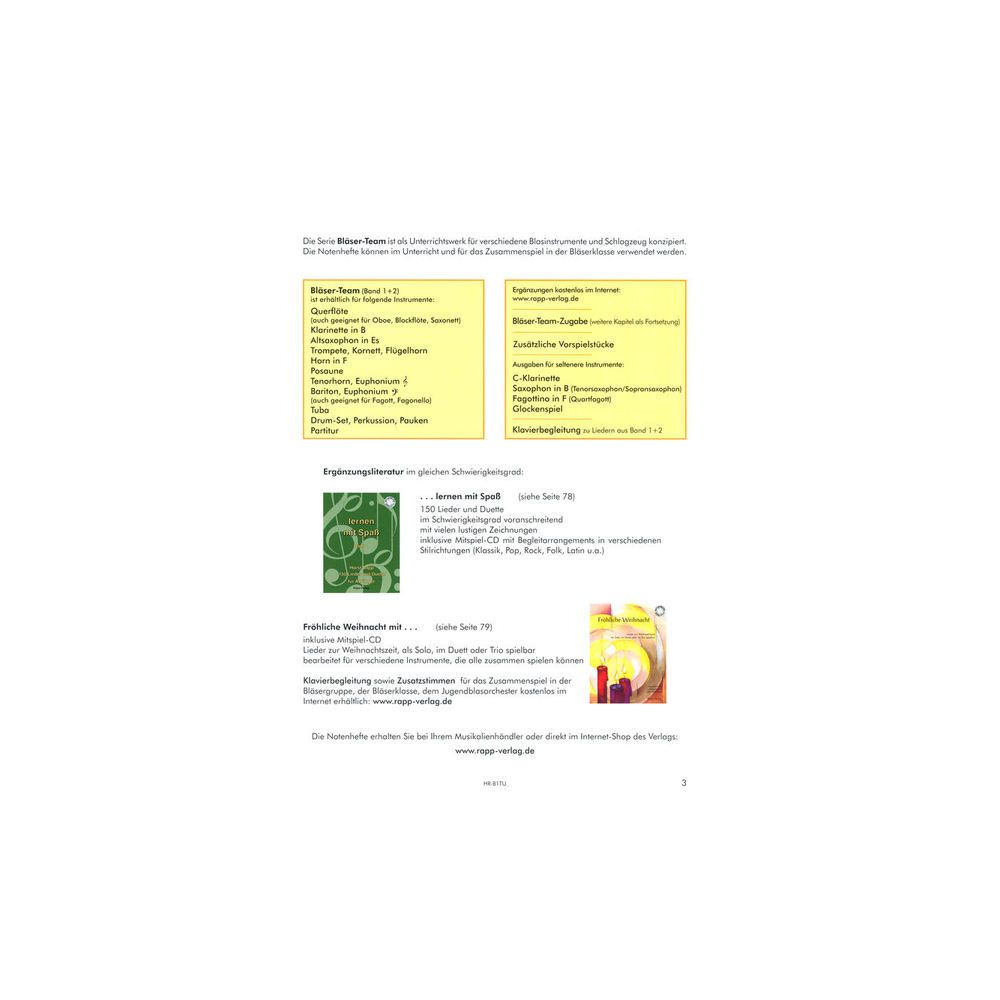 Horst Rapp Verlag Bläser