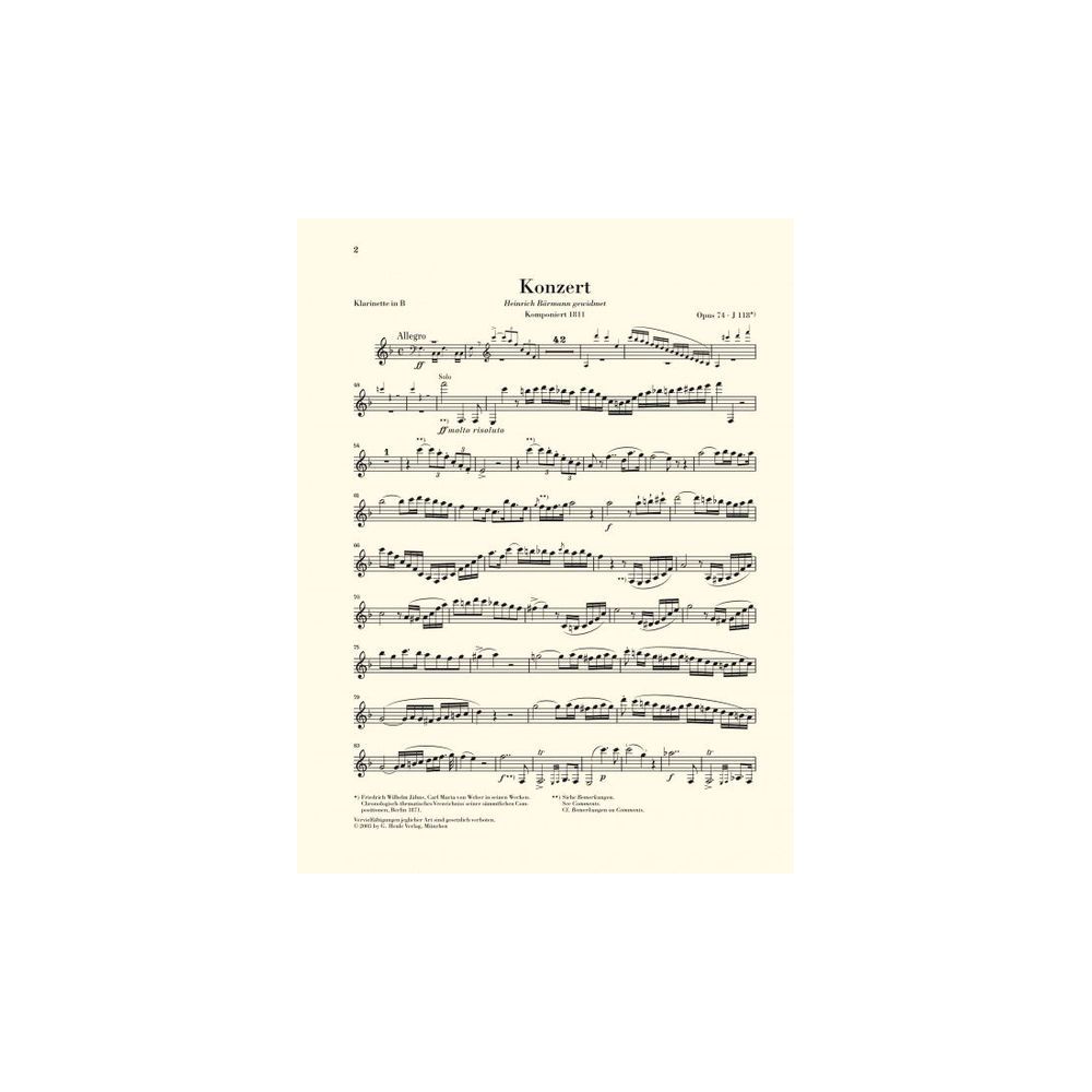 Henle Verlag Weber Clarinet Concerto No.2 – Thomann Ireland