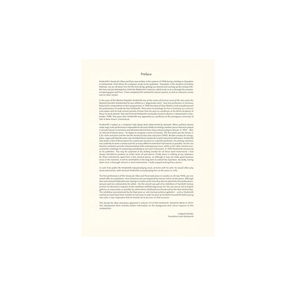 Schott Hindemith Sonate Oboe – Thomann Ireland