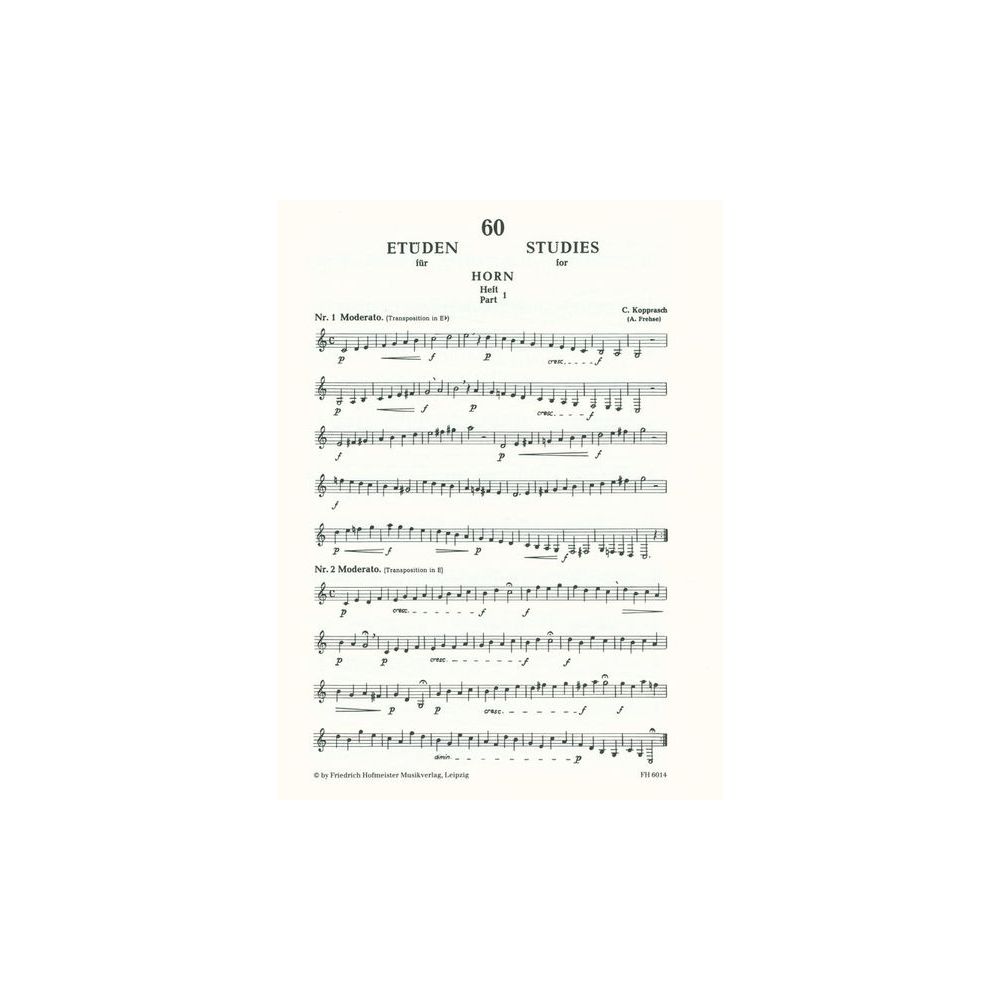 Friedrich Hofmeister Verlag Kopprasch 60 Etüden Horn 1 – Thomann Ireland