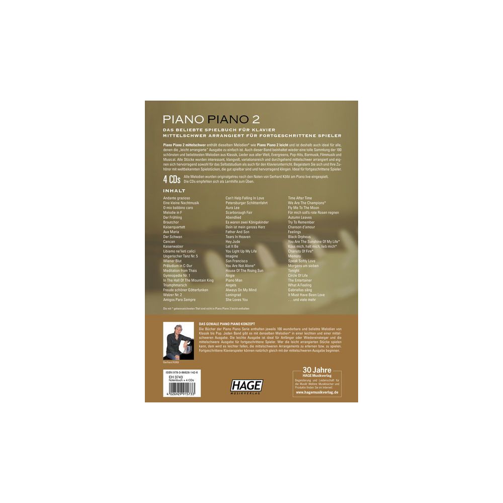 Hage Musikverlag Piano Piano 2 Intermediate +CD – Thomann Ireland