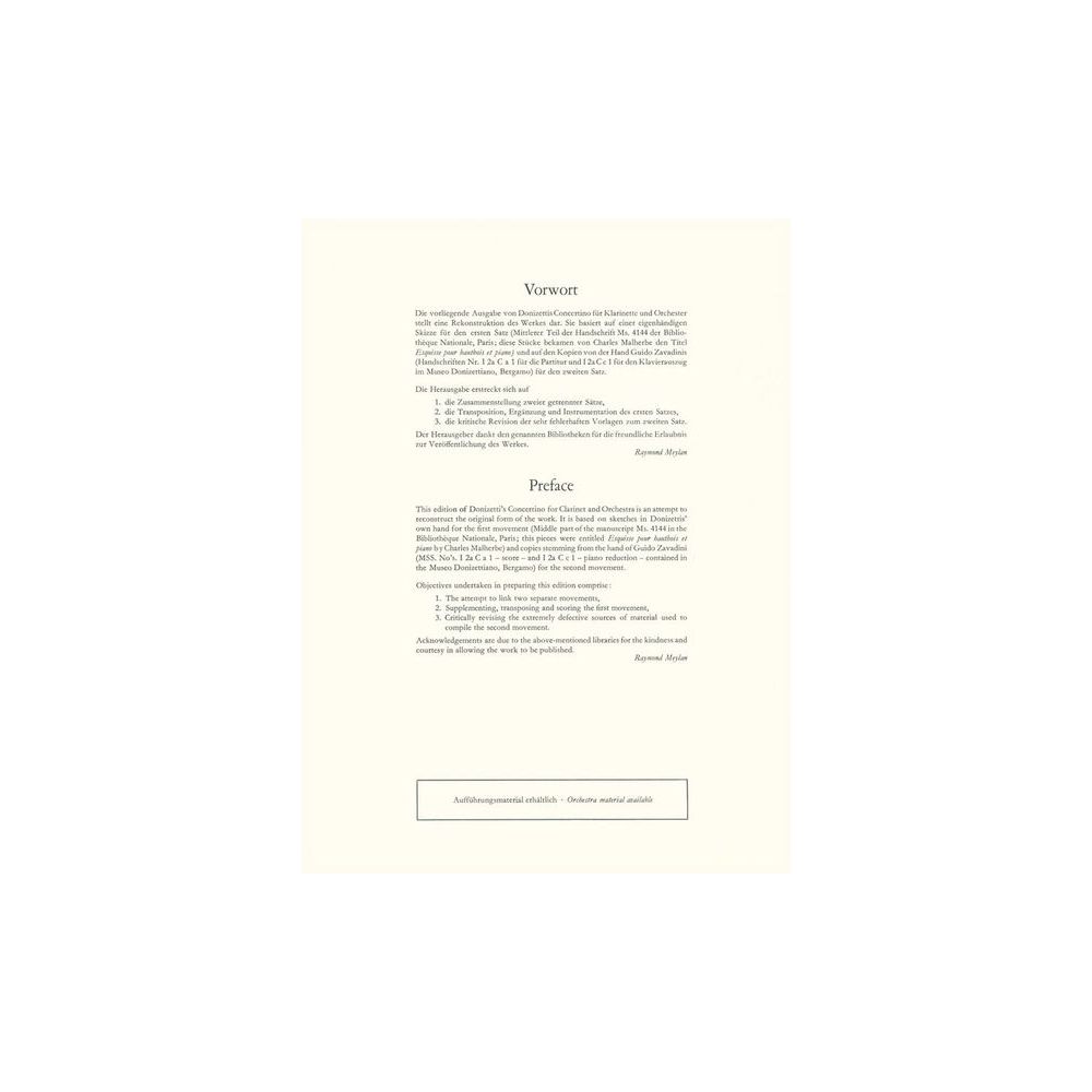 Edition Peters Donizetti Concertino B