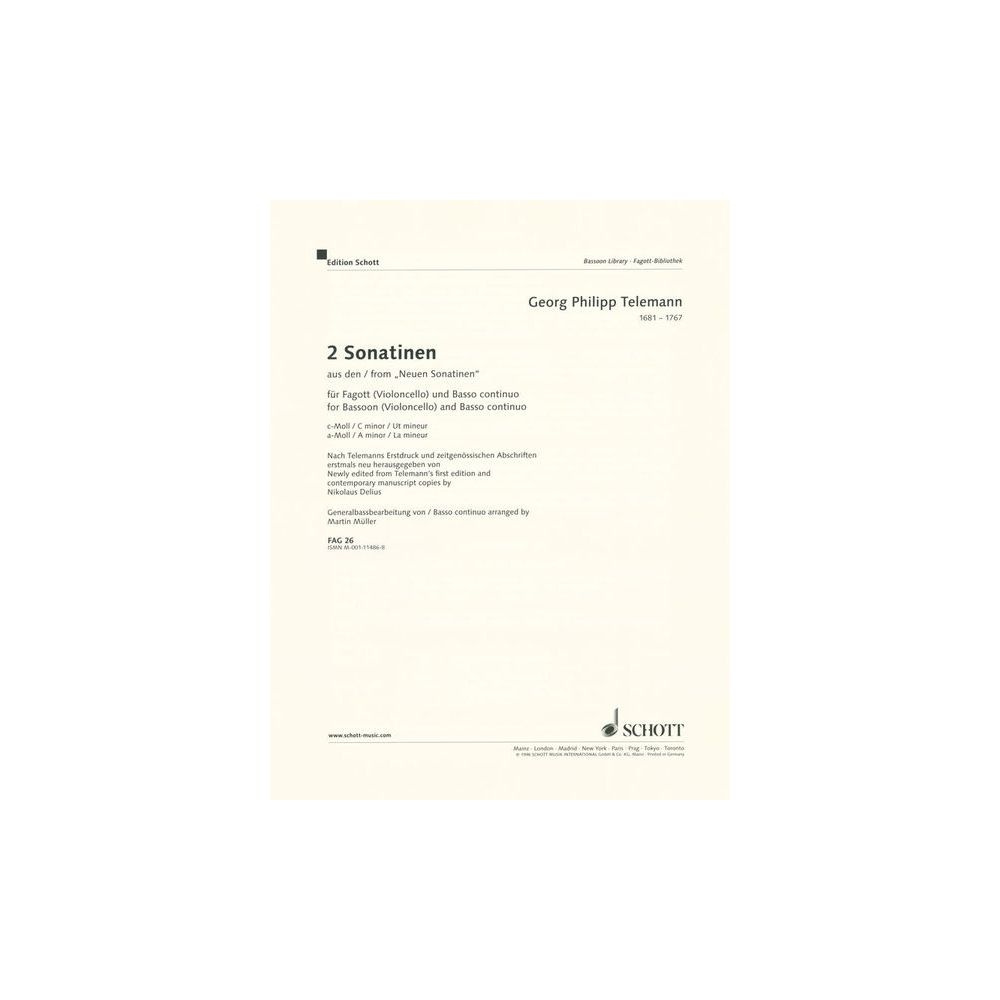 Schott Telemann 2 Sonatinen Bassoon – Thomann Ireland