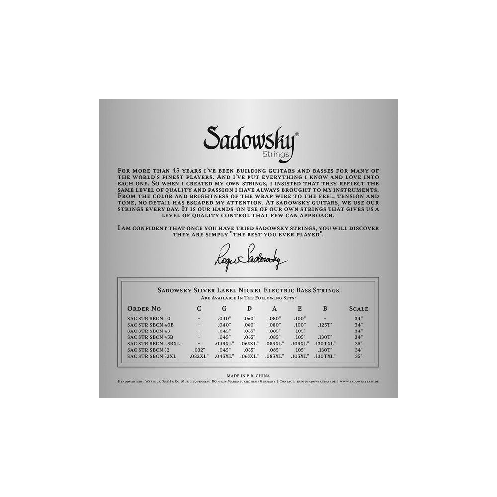 Sadowsky Silver Label Bass String .045 – Thomann Ireland