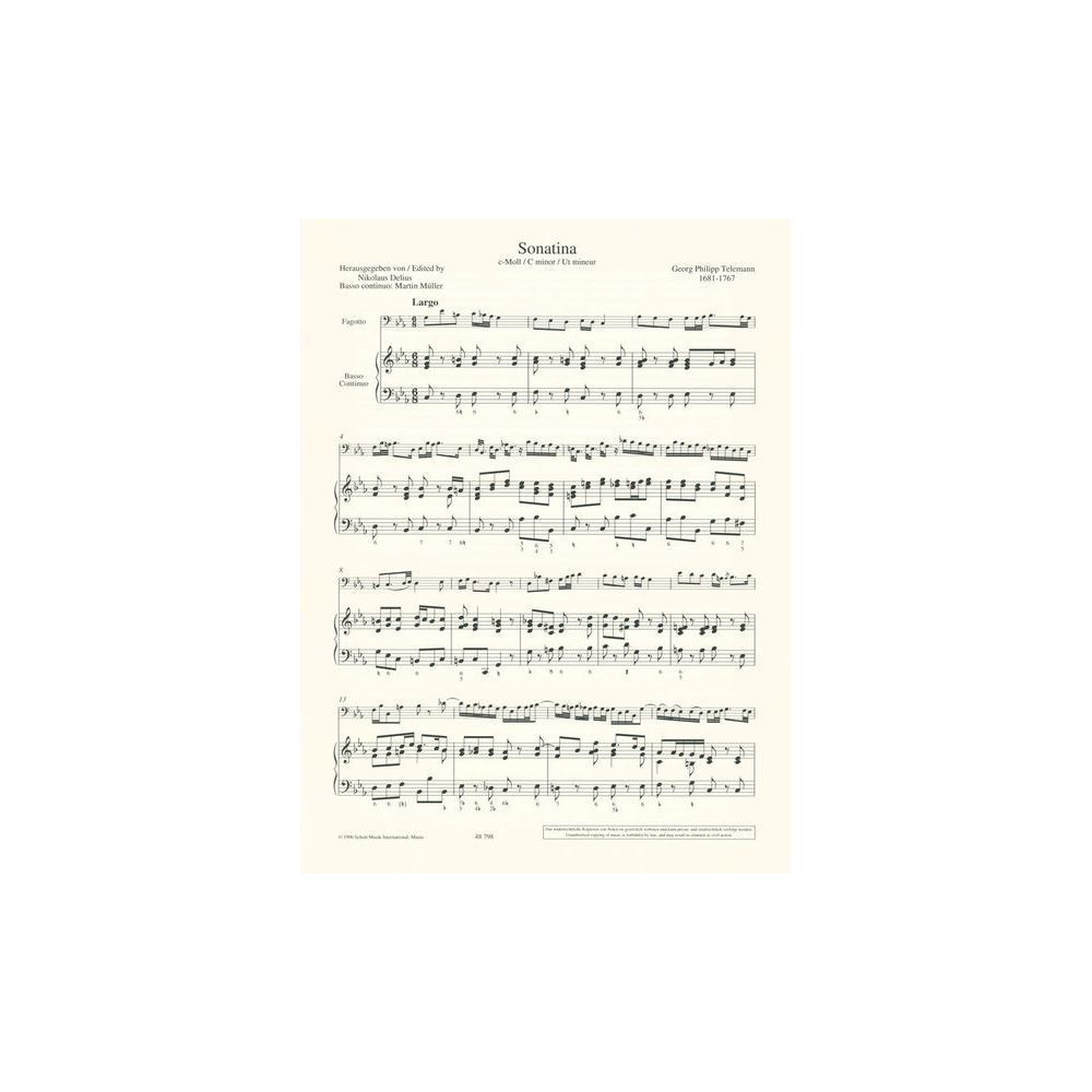Schott Telemann 2 Sonatinen Bassoon – Thomann Ireland