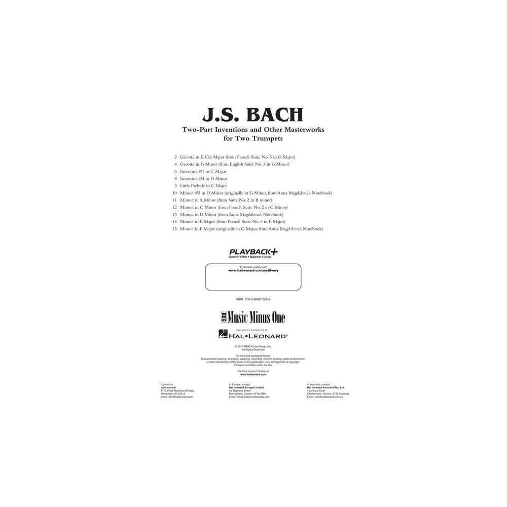 Music Minus One Bach Inventions Trumpet – Thomann Ireland