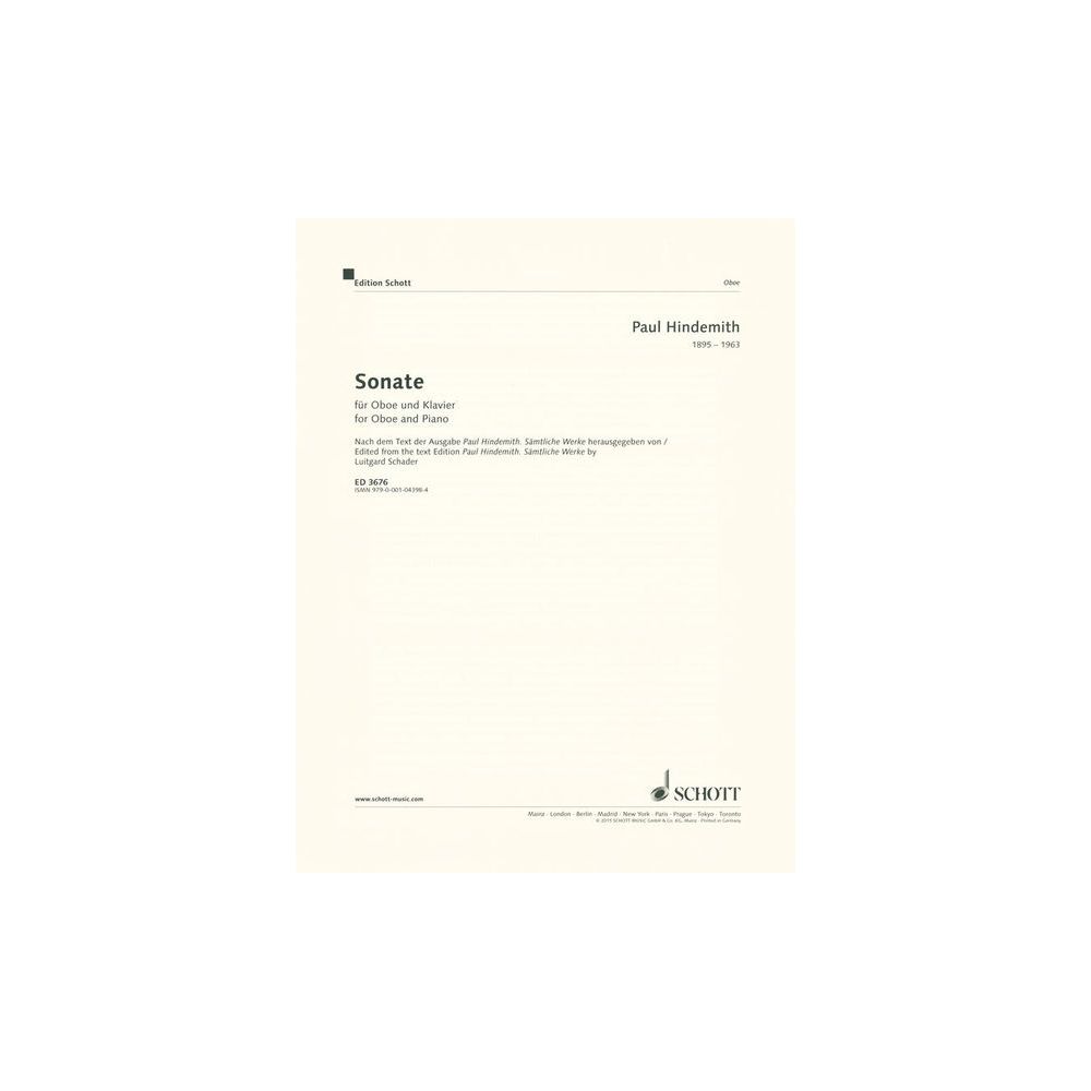 Schott Hindemith Sonate Oboe – Thomann Ireland