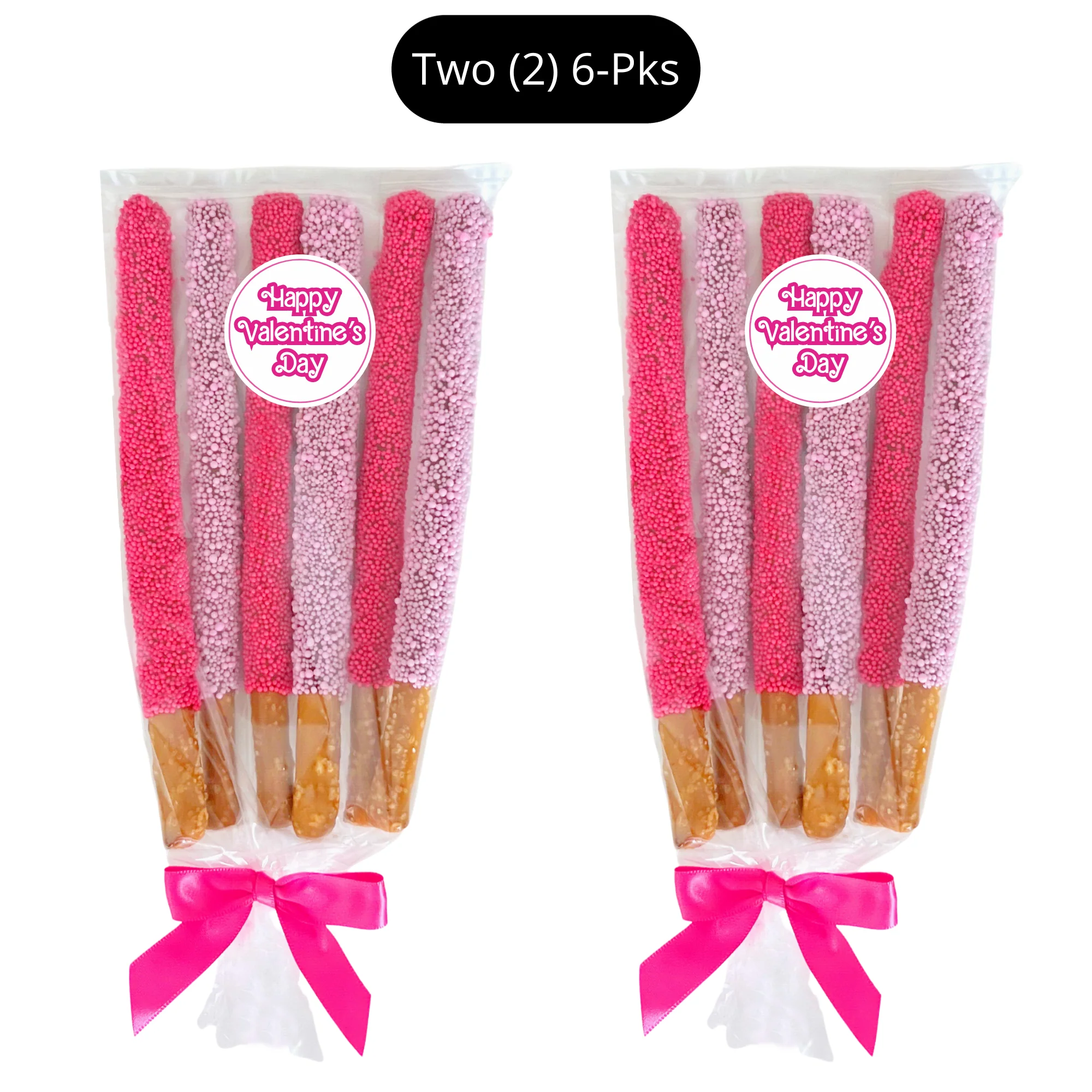 Valentine's Day Chocolate Pretzel Rods with Two-Tone Sprinkles