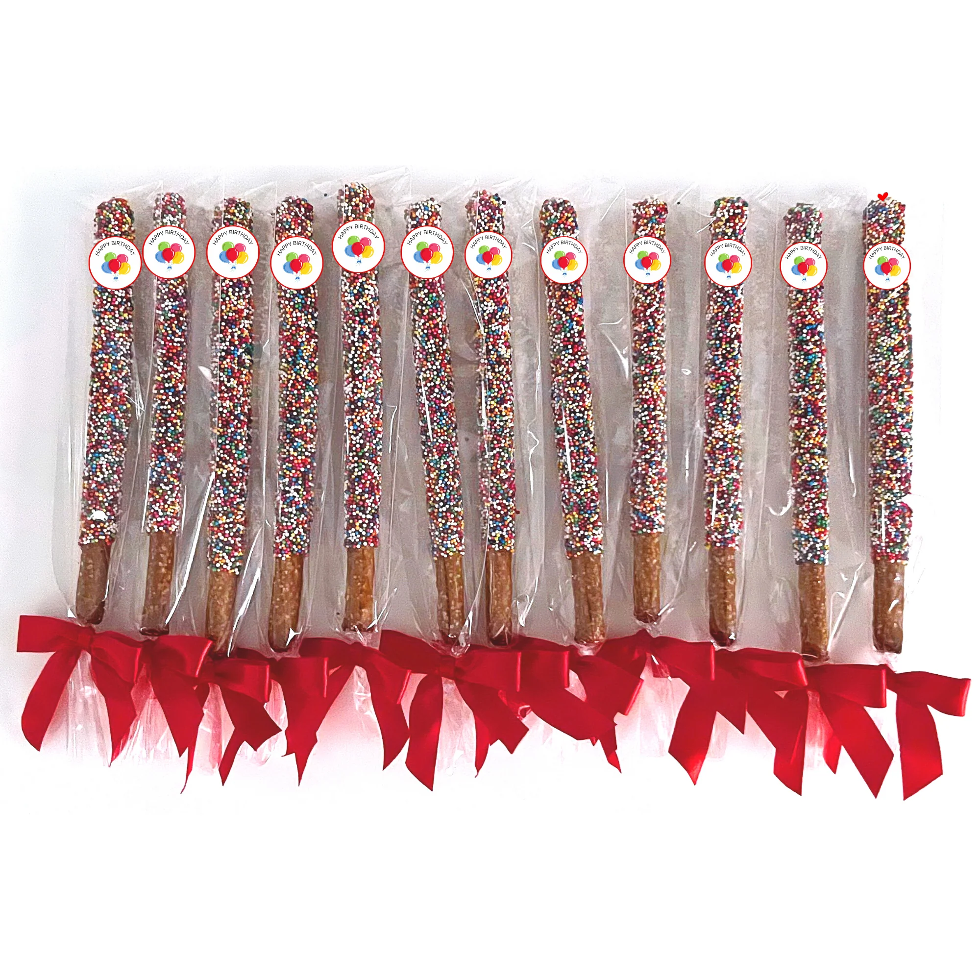 Happy Birthday Chocolate Covered Pretzel Rods