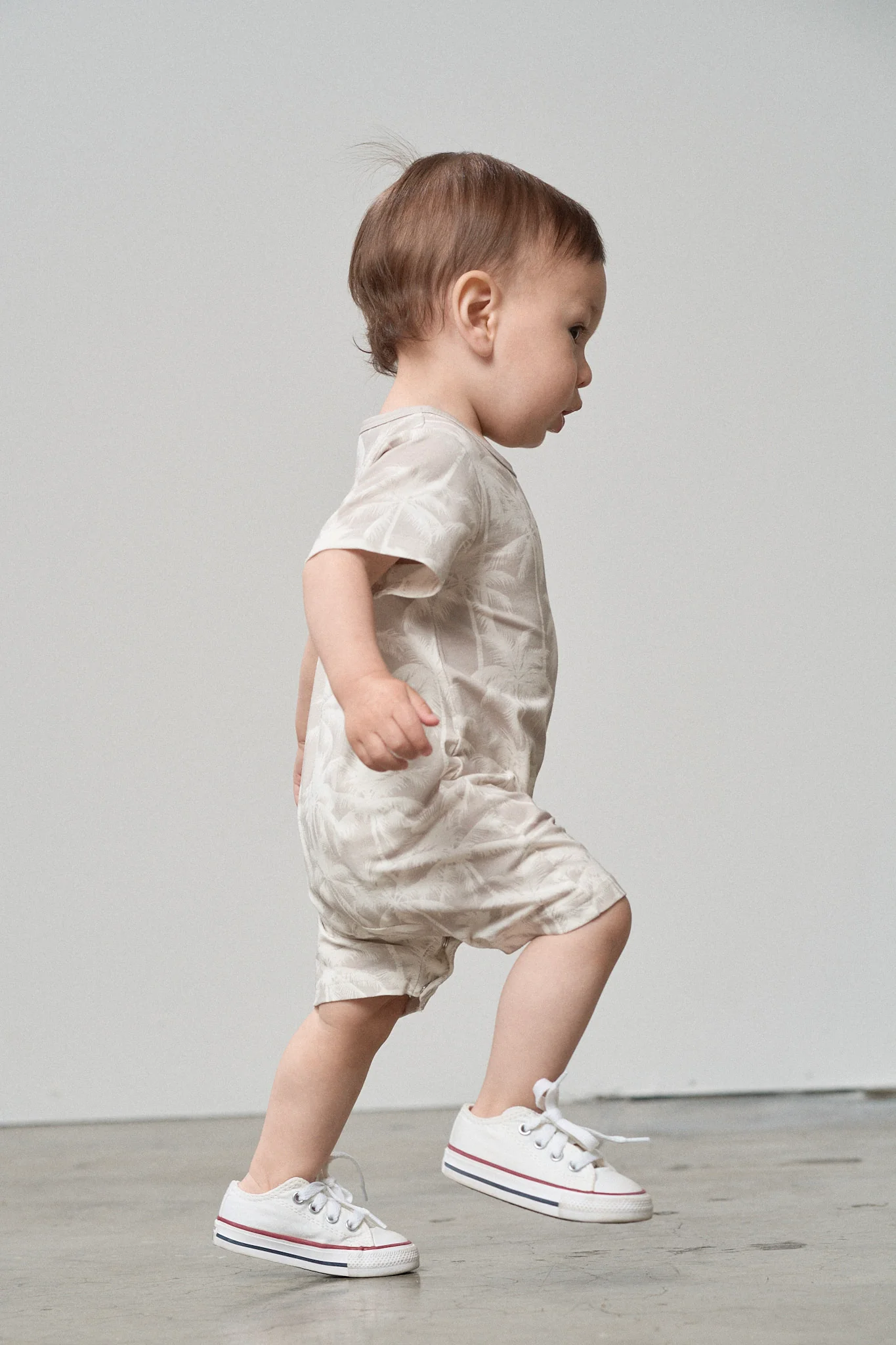 Palm Print Shortie Romper - Frost