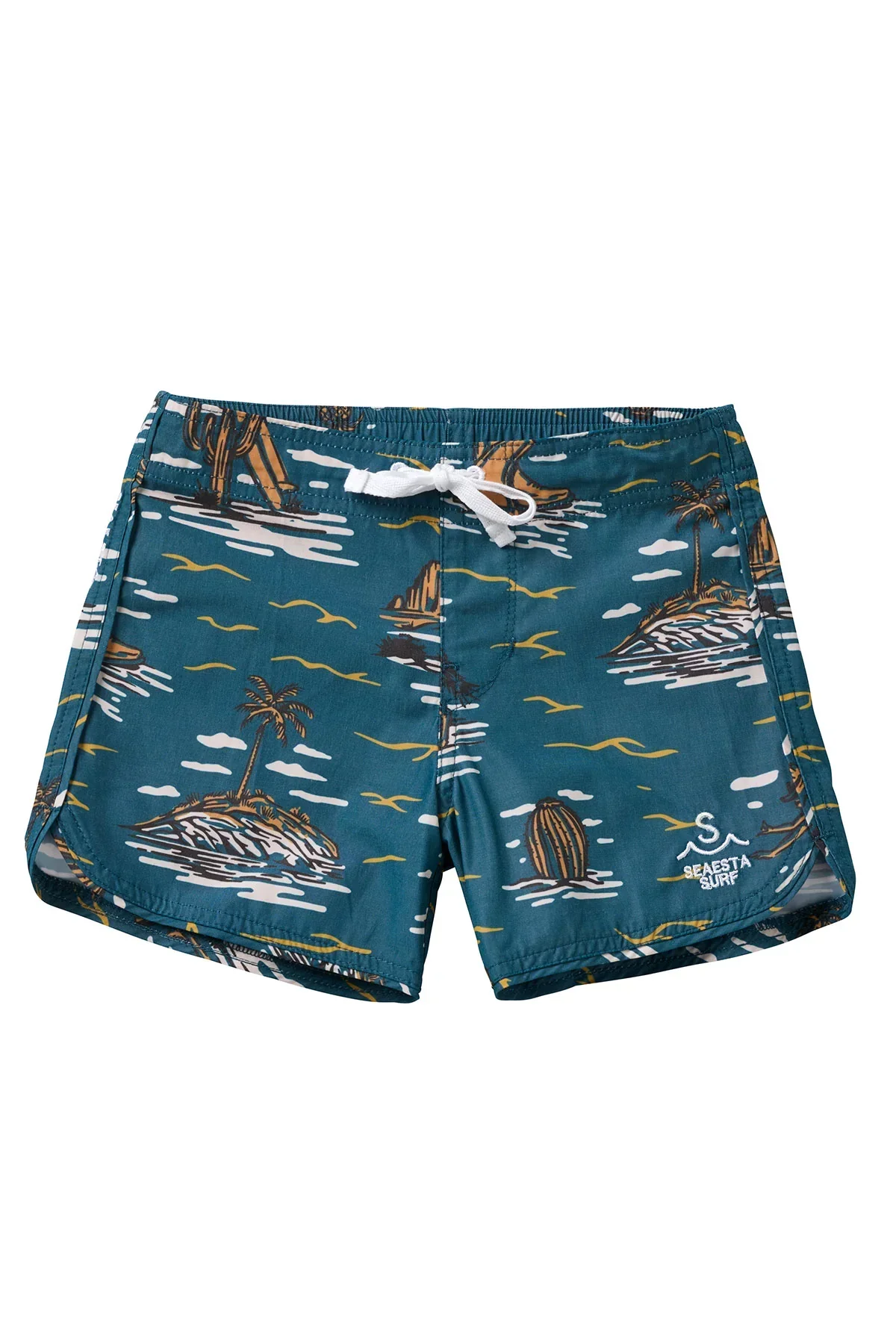Seaesta Surf Boys Boardshorts – Scallop Retro Flare in Surfing Cowboy Bonanza Blue