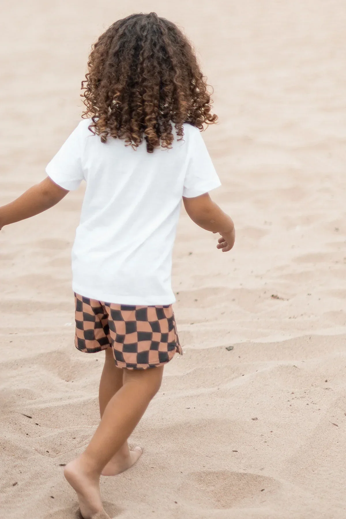 Seaesta Surf Boys Boardshorts – Scallop Retro Flare in Wavy Checks Cocoa