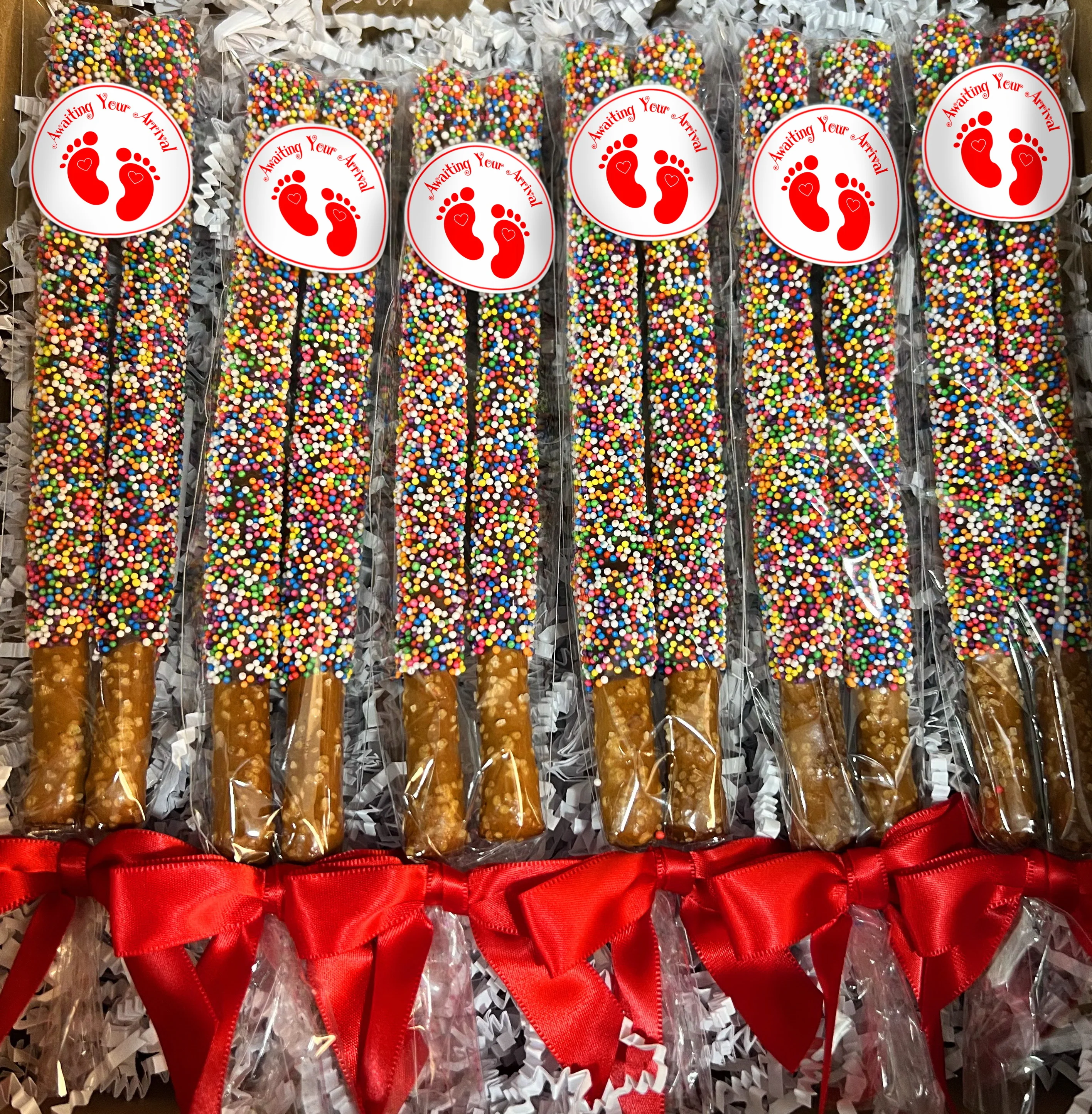 Baby Shower Chocolate Pretzel Rods - Girl or Boy