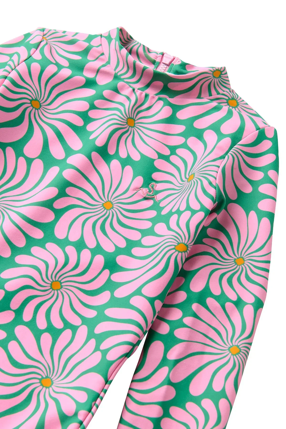 Wavy Floral / Long Sleeve Surf Suit Swimsuit / Azalea