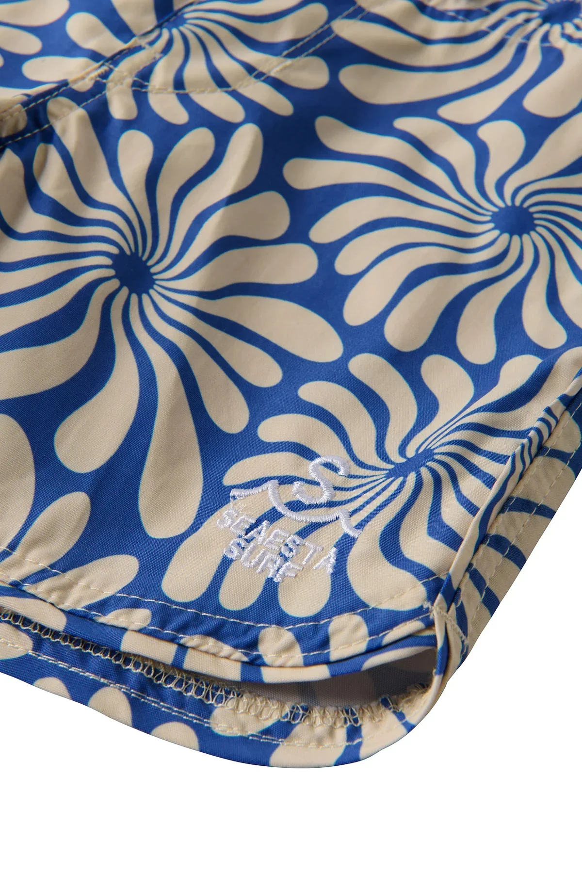 Seaesta Surf Boys Boardshorts – Scallop Retro Flare in Wavy Flowers Navy Blue