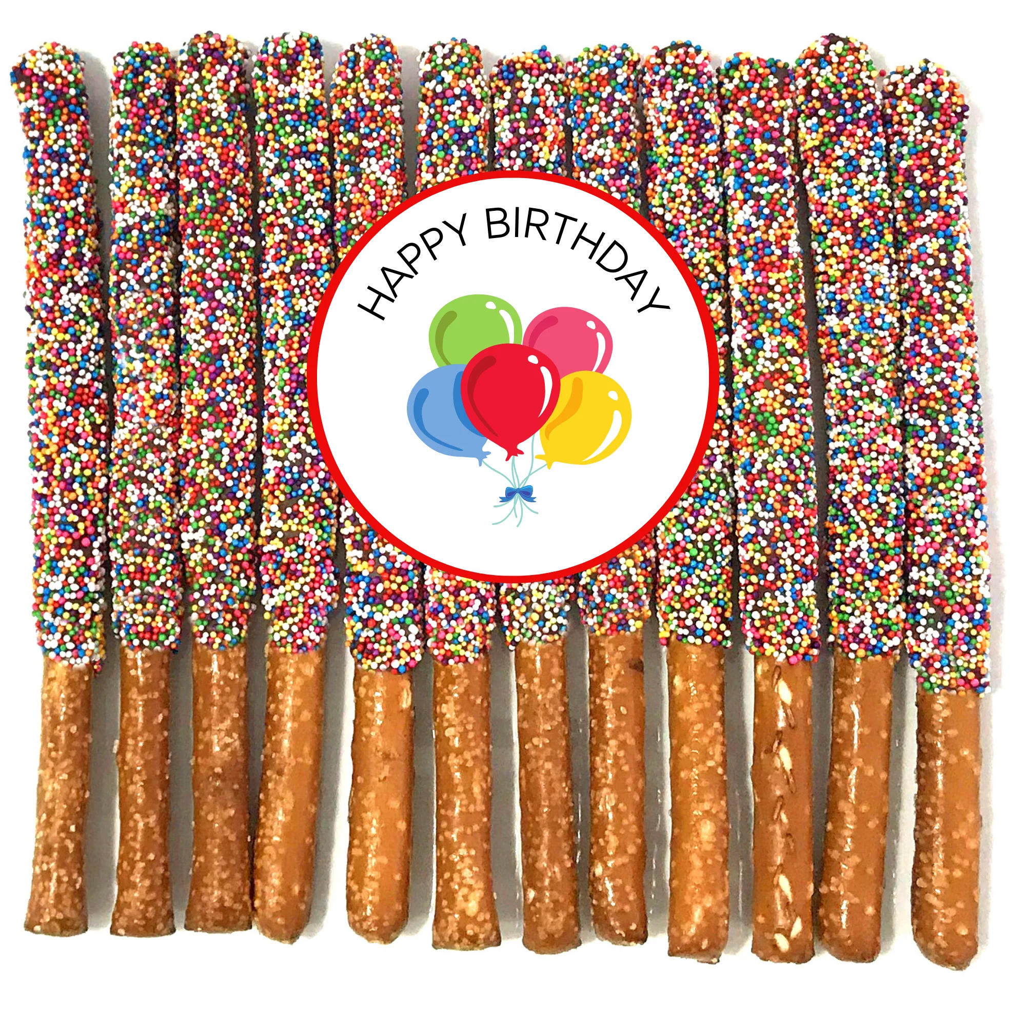 Happy Birthday Chocolate Covered Pretzel Rods