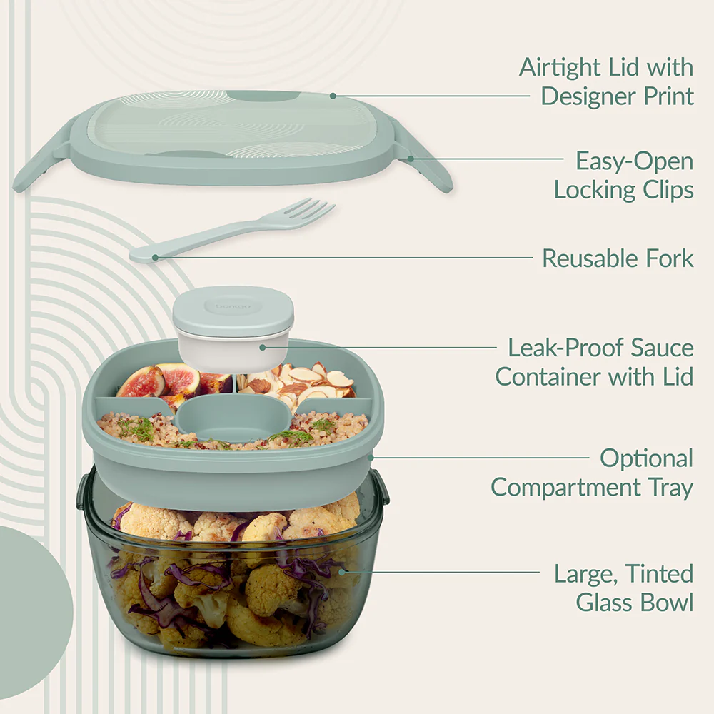 Bentgo Glass Prints All-in-One Salad Container