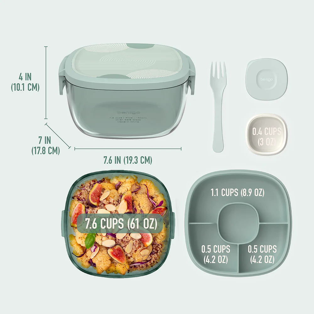 Bentgo Glass Prints All-in-One Salad Container