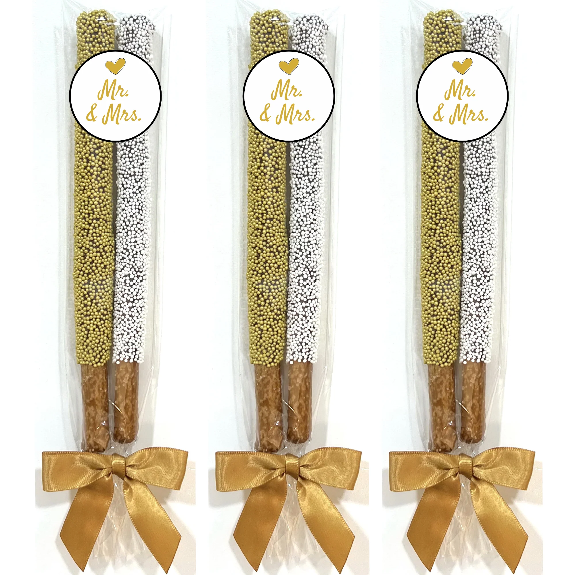 Wedding Chocolate Pretzel Rods - Mr. & Mrs.