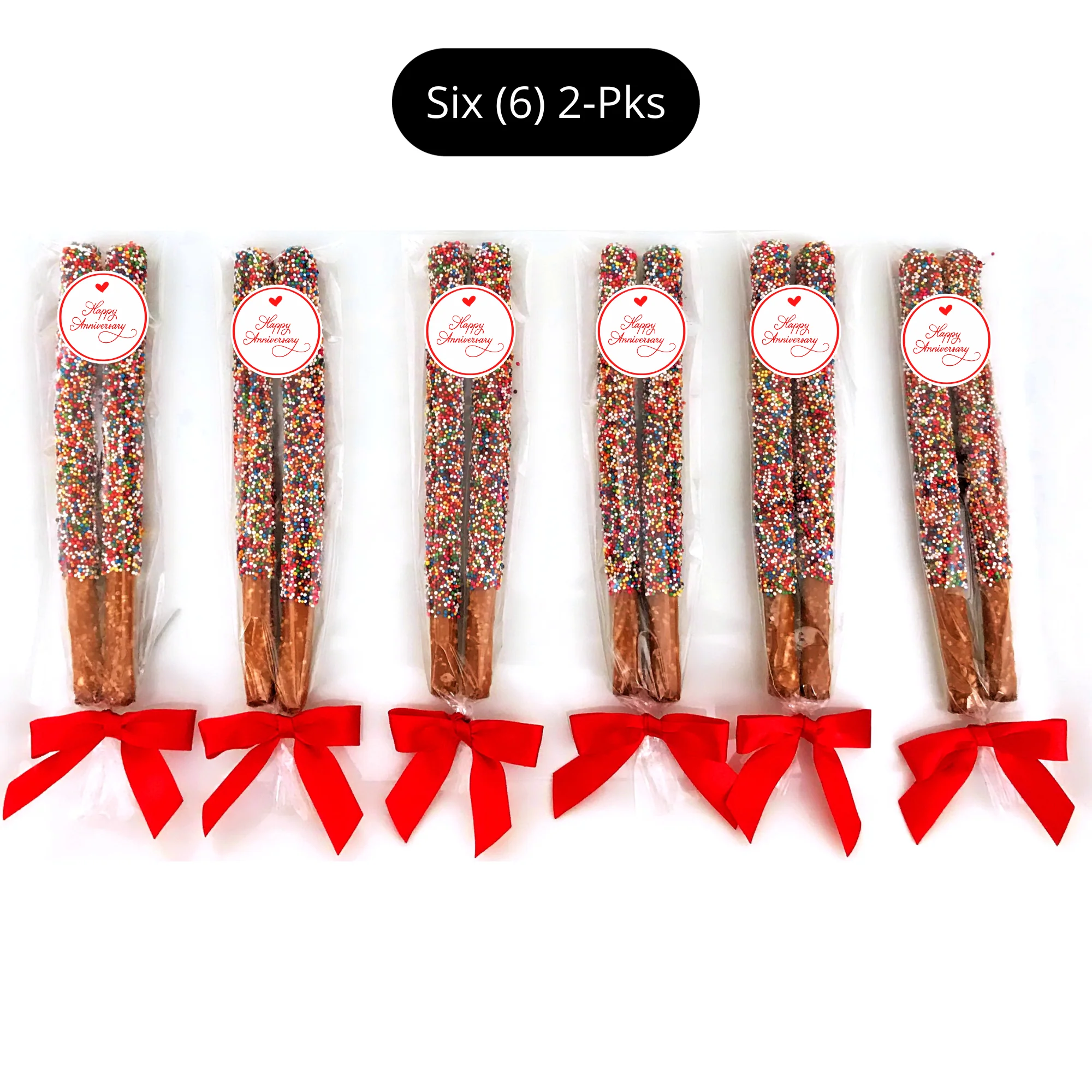 Happy Anniversary Chocolate Covered Pretzel Rods