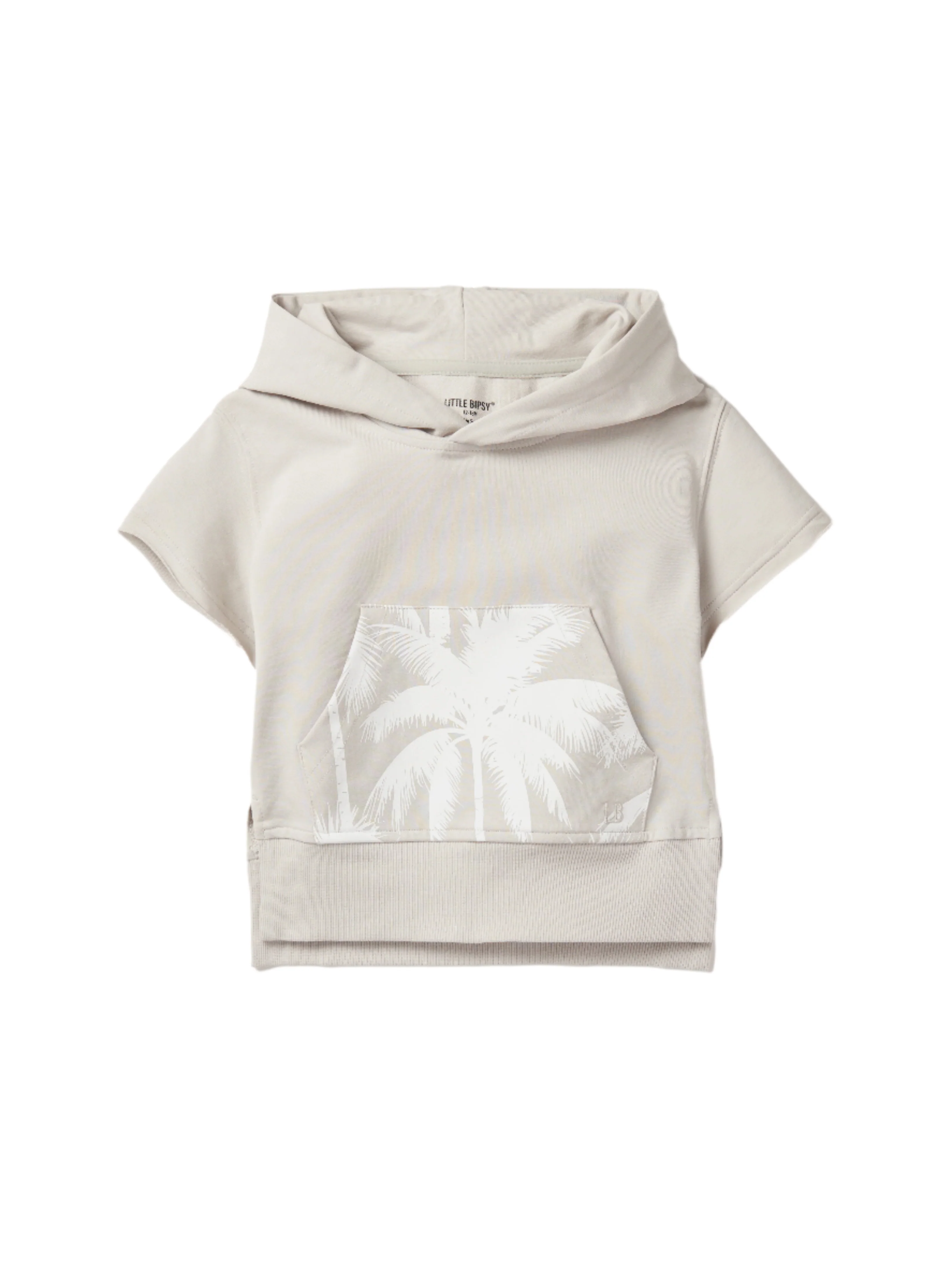 Short Sleeve Raw Edge Hoodie - Frost