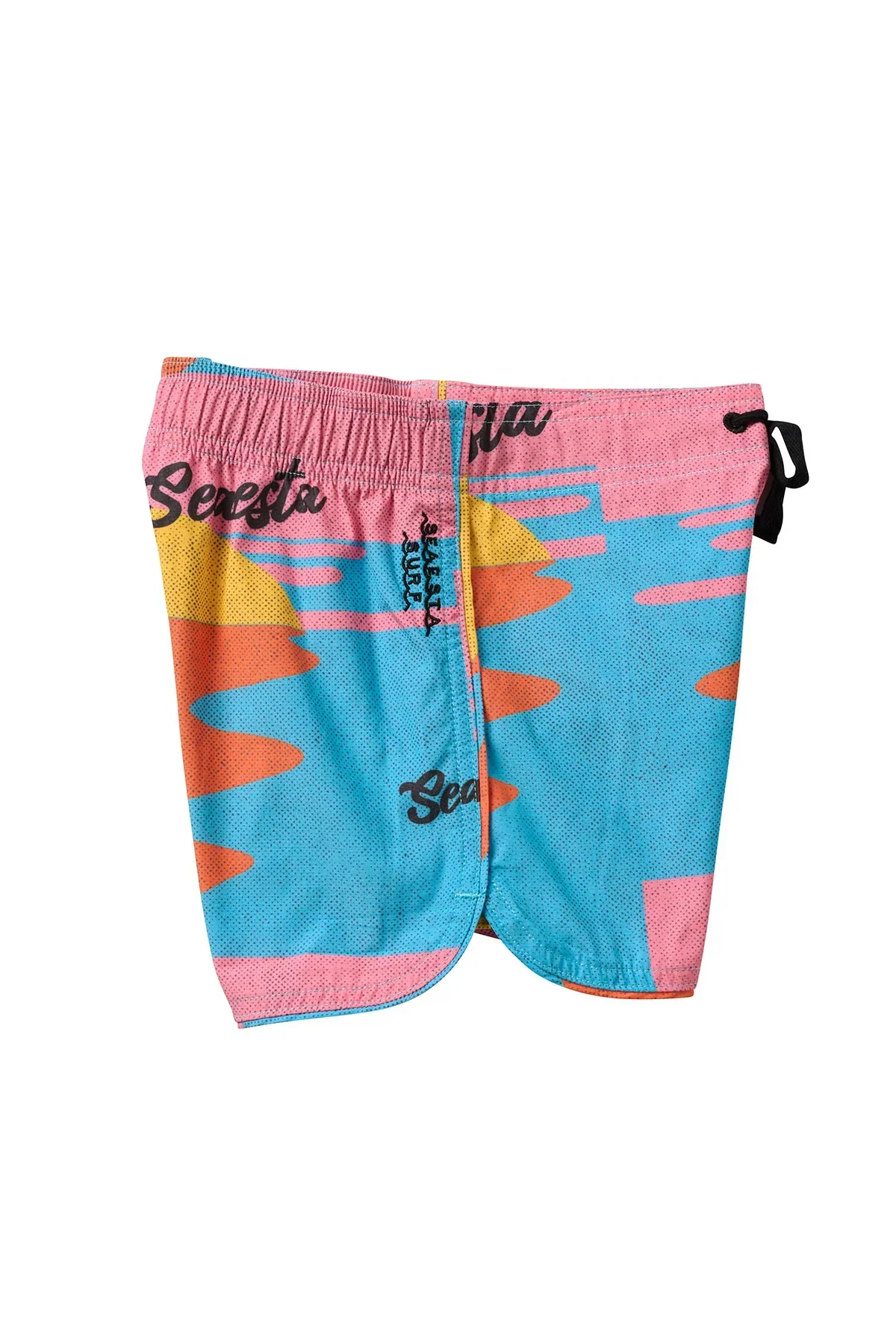 Seaesta Surf Boys Boardshorts – Scallop Retro Flare in Aloha Sunset Neon
