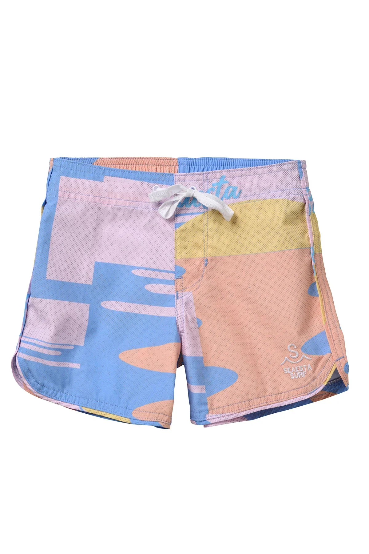 Seaesta Surf Boys Boardshorts – Scallop Retro Flare in Aloha Sunset Faded
