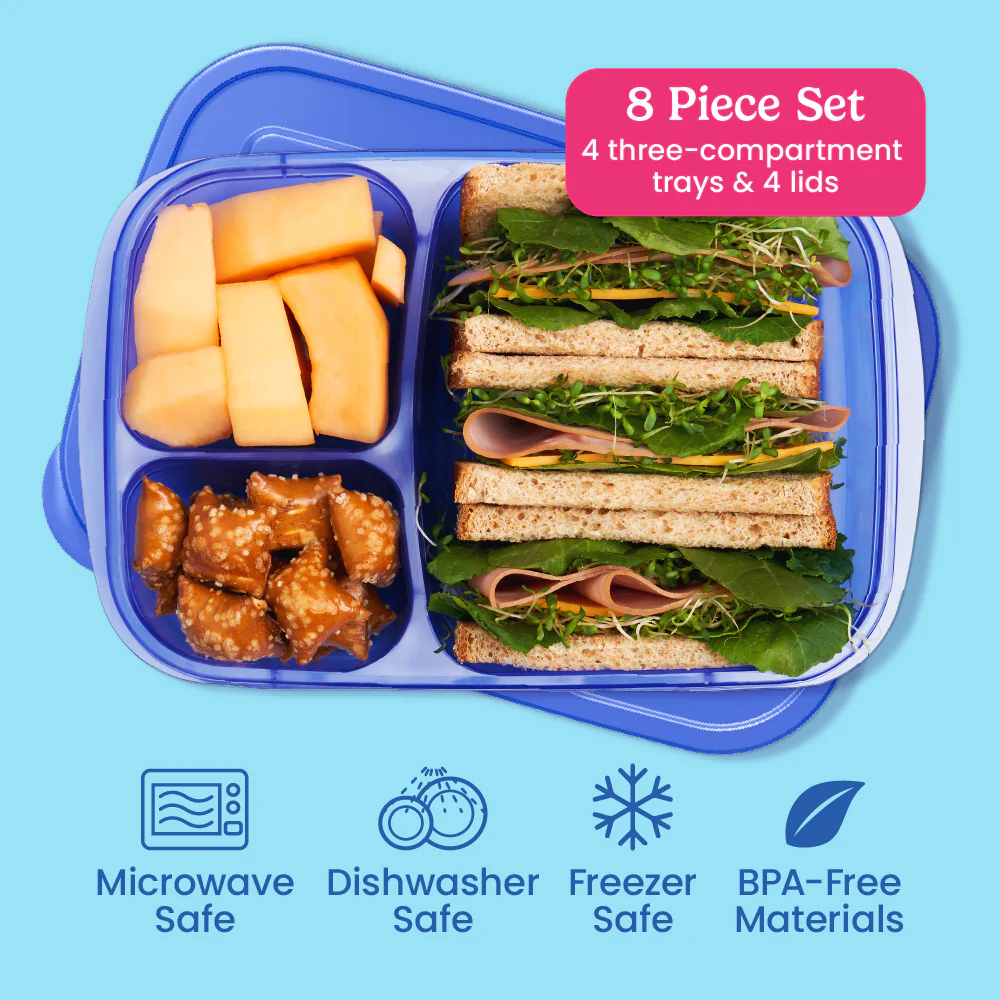 Bentgo Easyboxes 3-Compartment Food Containers 8-Piece Set