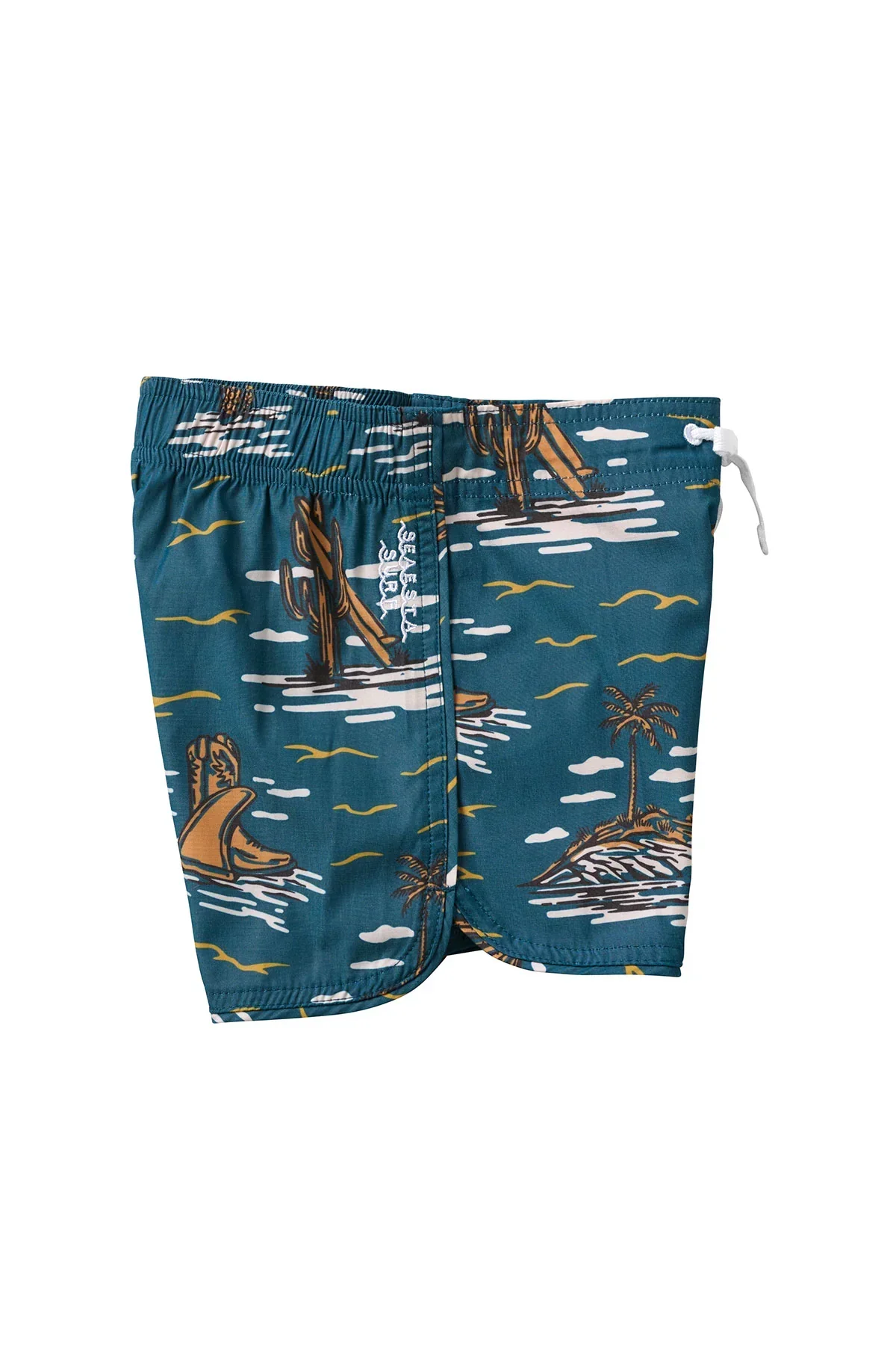 Seaesta Surf Boys Boardshorts – Scallop Retro Flare in Surfing Cowboy Bonanza Blue